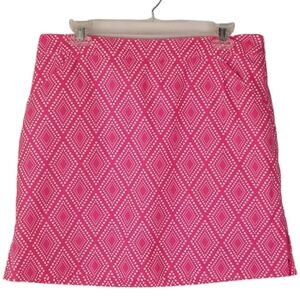 Coral Bay Golf Skort Pink/White Geometric Print Size 10 Stretch